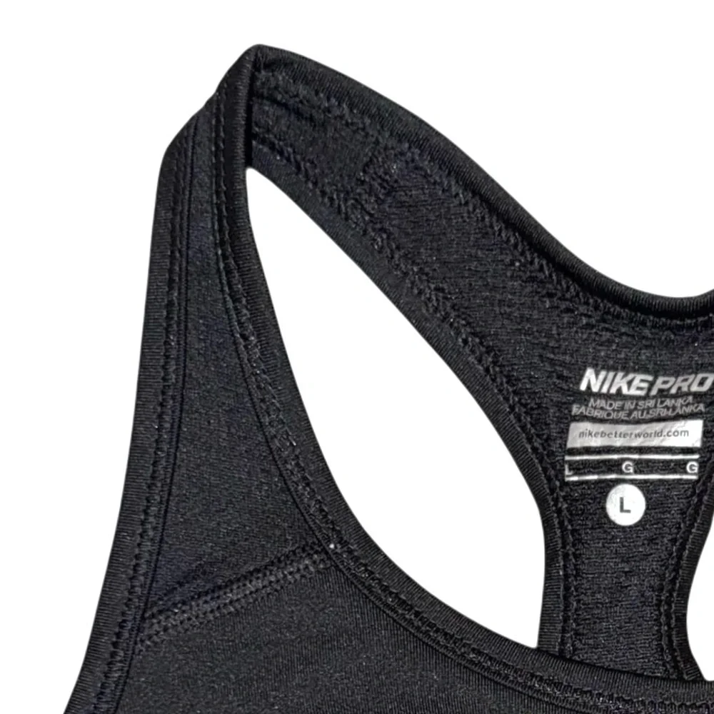 Nike Pro Swoosh Dri Fit Girl’s sz L Black lined front mesh racerback Sports Bra